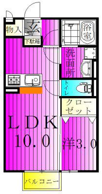 マウンテンスクエア(1LDK/1階)の間取り写真