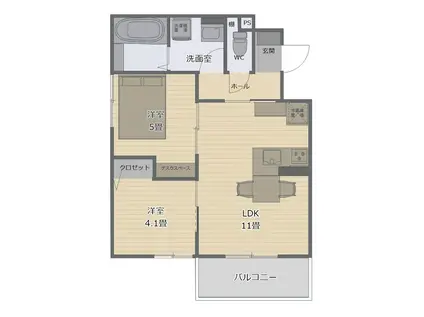 ビタミンテラス明石大久保(2LDK/2階)の間取り写真