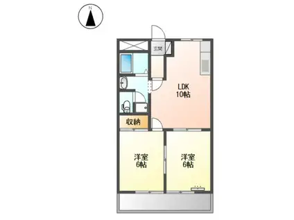 グリーンハイツふじB(2LDK/1階)の間取り写真
