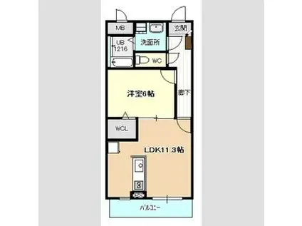 ファインライズII(1LDK/3階)の間取り写真