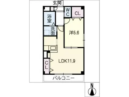 ファミール尺口(1LDK/1階)の間取り写真