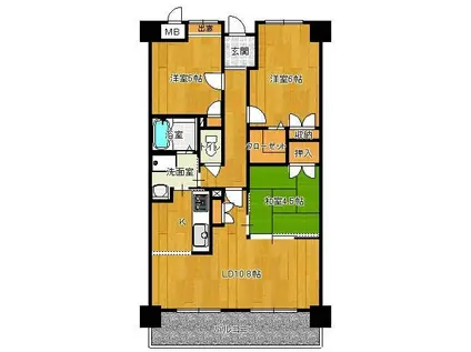 秋根アーベインフラットBタイプ(3LDK/7階)の間取り写真