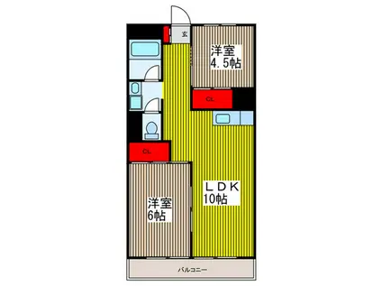 リブレス東浦和(2LDK/5階)の間取り写真