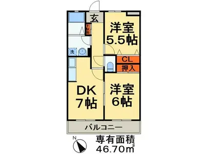 カーサプルミエ(2DK/3階)の間取り写真