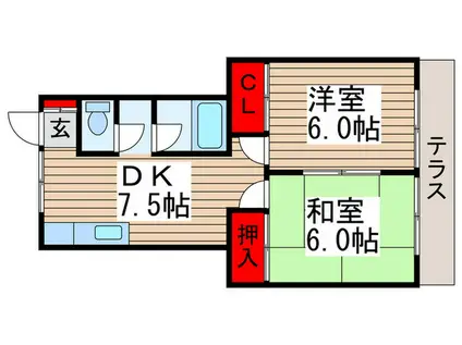 エムシャトーハイツ(2DK/1階)の間取り写真