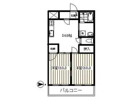 ウエルストンヒルズ(2DK/3階)の間取り写真