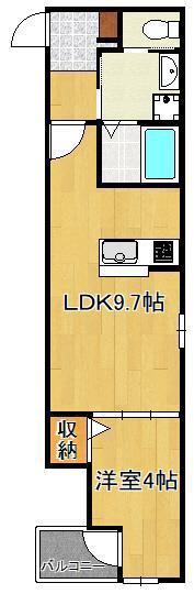 MERVEILLE・三萩野(1LDK/3階)の間取り写真