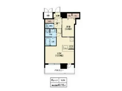 スプランディッド十三本町(1LDK/15階)の間取り写真