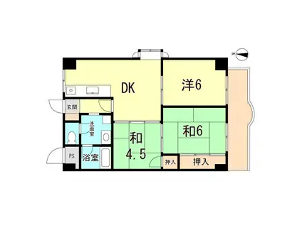 ダイヤモンドハイツI(3DK/3階)の間取り写真