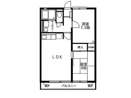 ホワイトパレス城北(2LDK/2階)の間取り写真