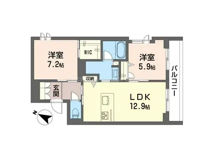 ベルドミール(2LDK/1階)の間取り写真