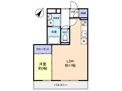 K′SシャンブルVIII(1LDK/2階)の間取り写真