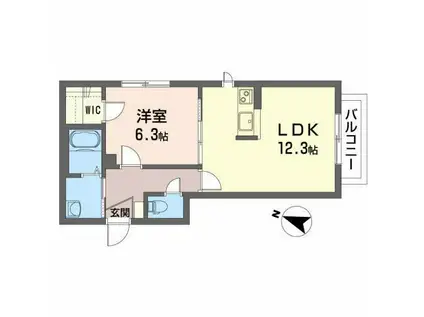 シャーメゾンイシファインB(1LDK/2階)の間取り写真