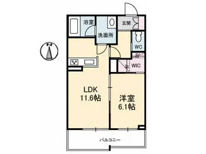 シャーメゾンプライム(1LDK/3階)の間取り写真