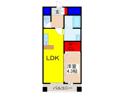 K.ライツェント(1LDK/4階)の間取り写真