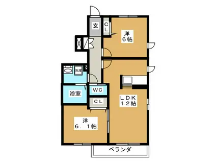 リバティ東神田(2LDK/1階)の間取り写真