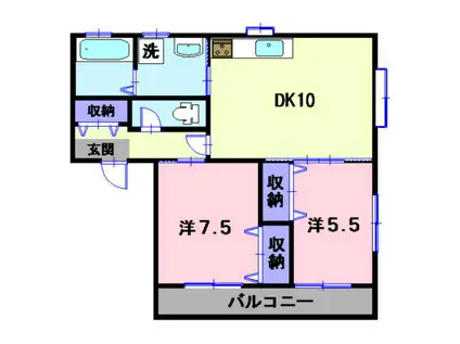 Kパティオ N(2LDK/1階)の間取り写真