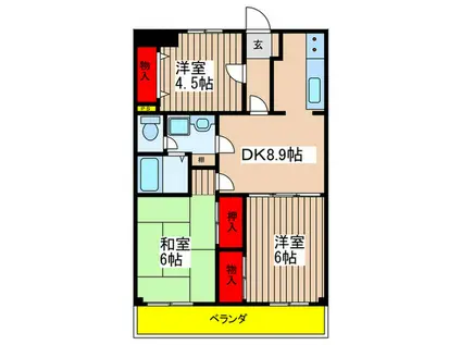 レーベンシュロス生田(3DK/3階)の間取り写真