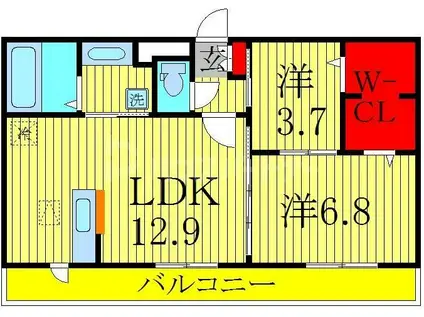 エスポワールE(1LDK/3階)の間取り写真
