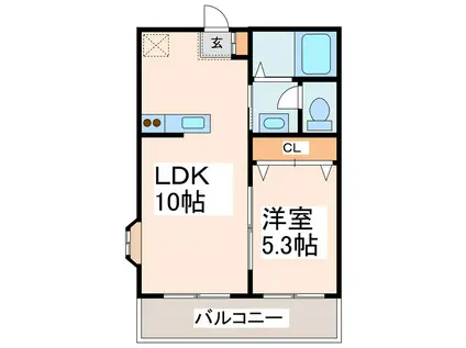 アネックスビバビル(1LDK/3階)の間取り写真