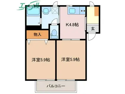 クアトロ(2K/1階)の間取り写真