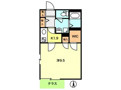 ウインズガーデン(1K/1階)の間取り写真