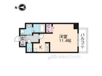 スワンズ京都大将軍(ワンルーム/2階)の間取り写真