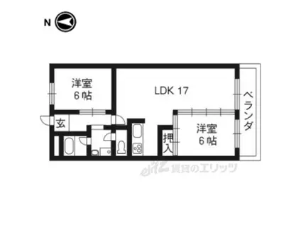 サンフローラ桂(2LDK/2階)の間取り写真