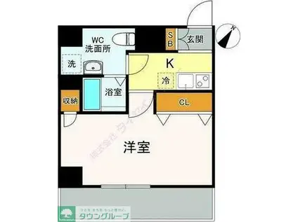 アーウィン羽沢(1K/4階)の間取り写真