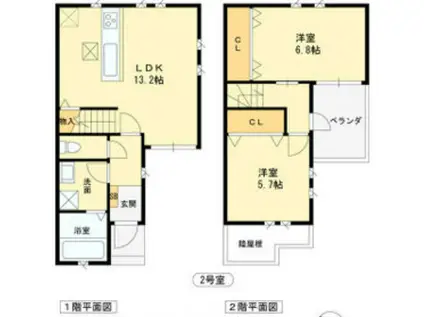 グランシャンス(2LDK/2階)の間取り写真