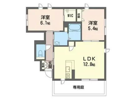 デュオパレス(2LDK/1階)の間取り写真