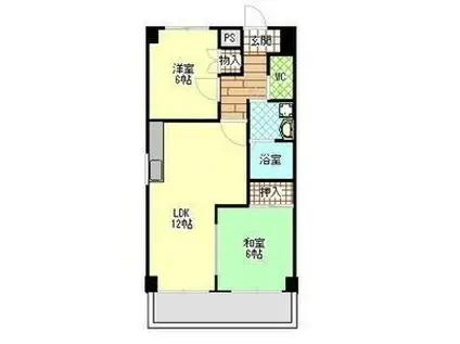 グランドール緑地公園(2LDK/1階)の間取り写真