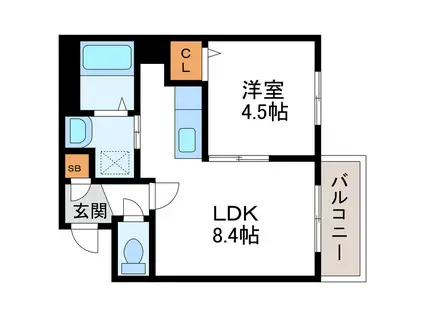 SUPERIAGE N19 ウエスト スペリアージュ N19 ウエスト(1LDK/4階)の間取り写真