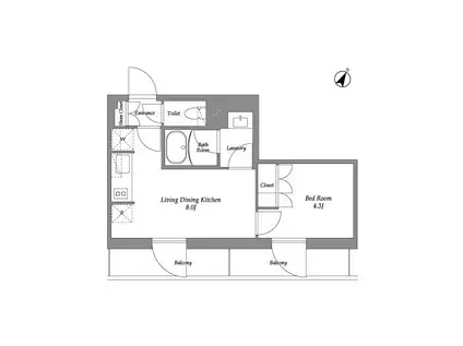 ザ・レジデンス用賀(1LDK/4階)の間取り写真