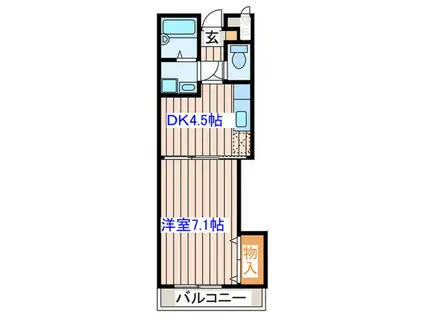 アンソレイエ・ロジュマン(1DK/2階)の間取り写真