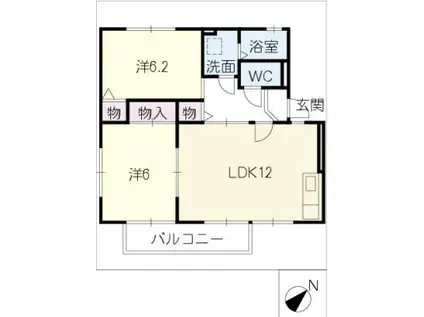 ヴィラエイトA棟(3DK/2階)の間取り写真