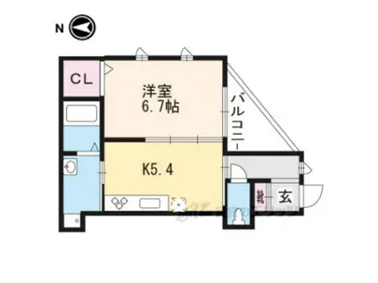 ファミール西村2(1DK/1階)の間取り写真