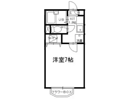 コンフォート(1K/2階)の間取り写真