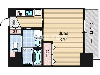 プランドール江戸堀レジデンス(1K/8階)の間取り写真