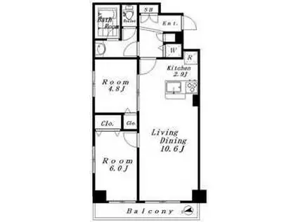 蔵前アムフラットII(2LDK/2階)の間取り写真