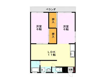 プレアール京町(3DK/1階)の間取り写真