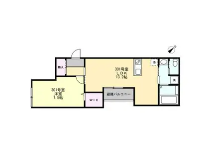 藤沢本町Bアパート(1K/3階)の間取り写真