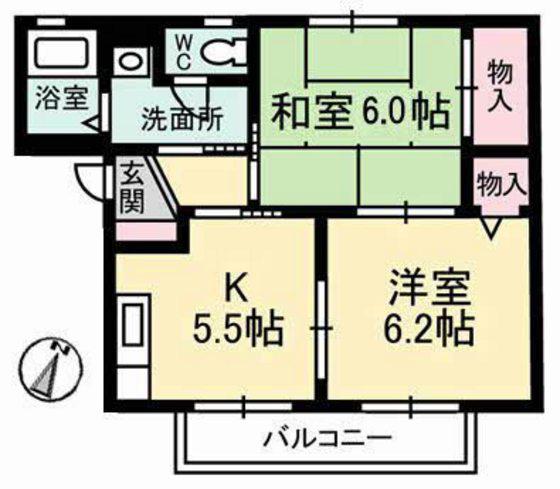 ARISTO21A棟(2K/2階)の間取り写真