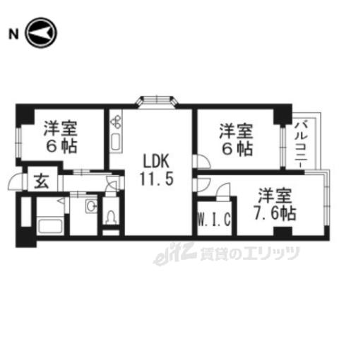 イヌイ星の子ハイツ(3LDK/4階)の間取り写真