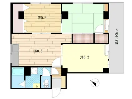 グレイス天神(3DK/5階)の間取り写真