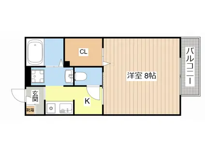 リヴェールK(1K/1階)の間取り写真