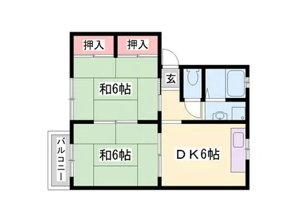 ラ・フォーレ・ヒロIII(2DK/2階)の間取り写真