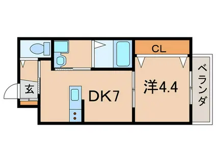グランメール芦屋南宮町(1DK/3階)の間取り写真