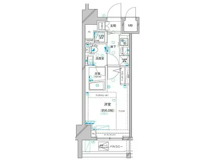 LEA横濱ミッドスクエア(1K/2階)の間取り写真