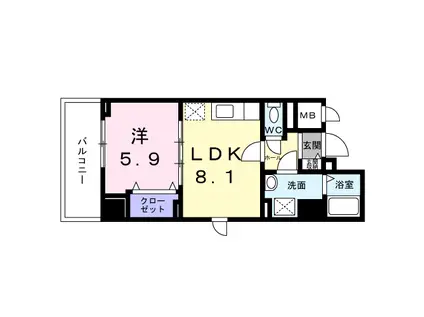 ココクレメント(1LDK/7階)の間取り写真